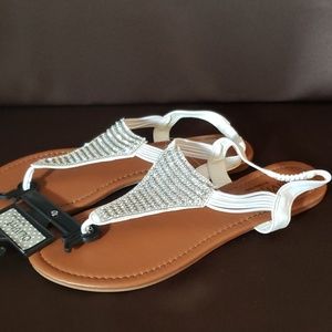 White and rhinestone sandals